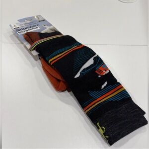 Smartwool Men's XL Snowboard Piste Machine Over The Calf Socks Black Yellow